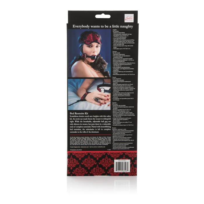 Calexotics Adventure Bed Restraint Kit with Eye Mask and Ball Gag Male Sex Toys